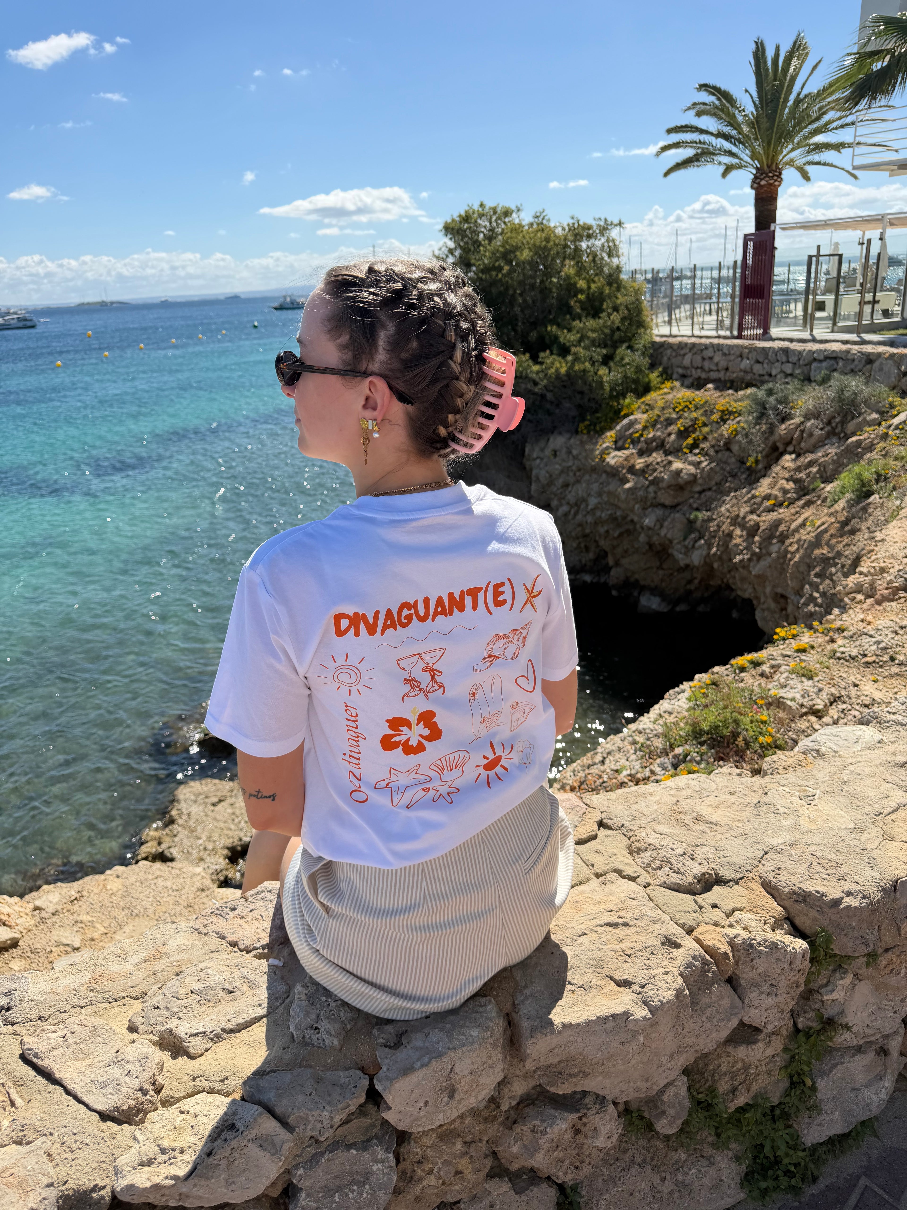 T-shirt manche courte Divaguant(e) Blanc et orange