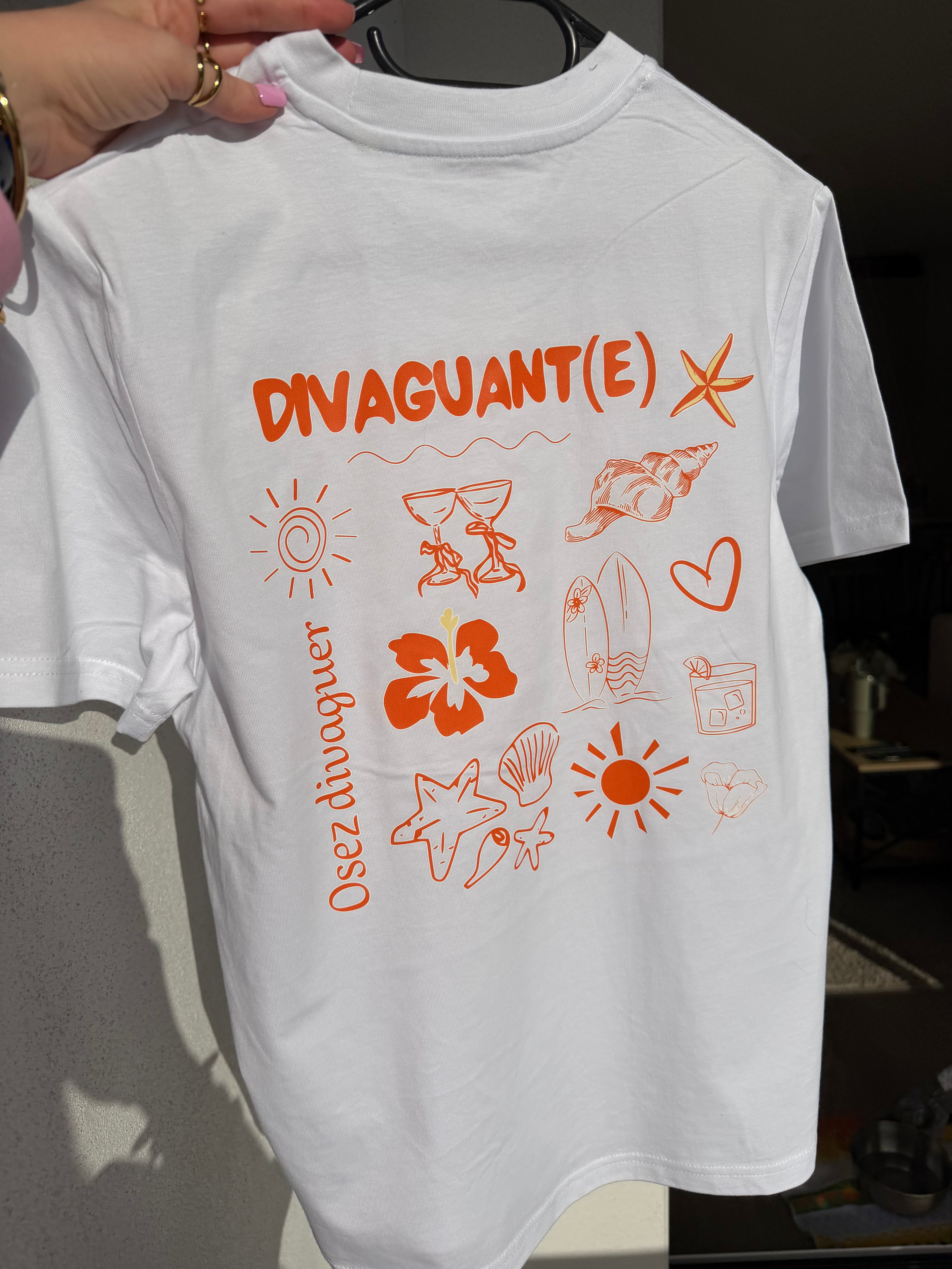 T-shirt manche courte Divaguant(e) Blanc et orange