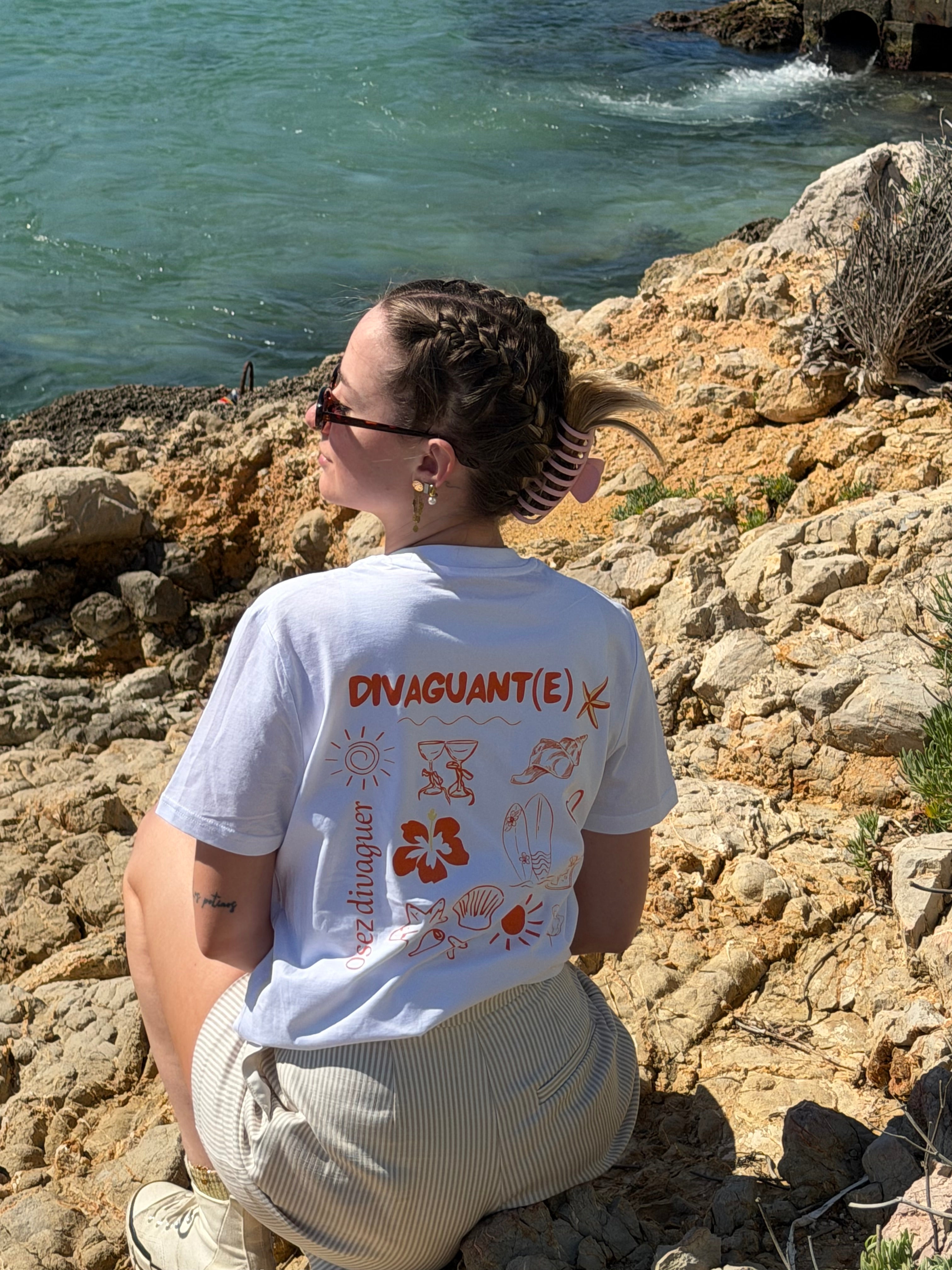 T-shirt manche courte Divaguant(e) Blanc et orange