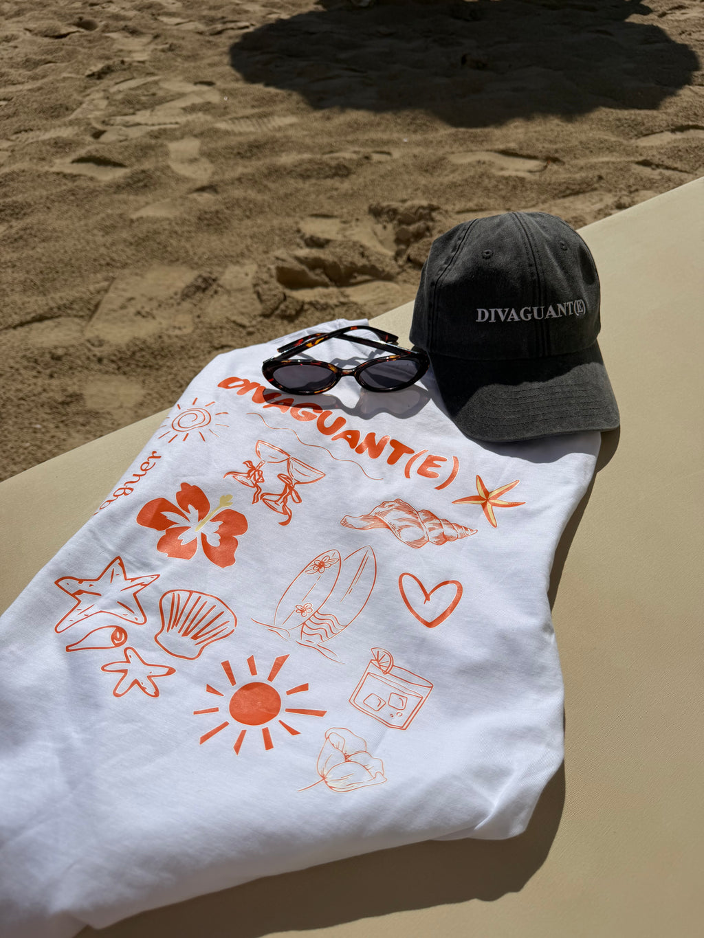 T-shirt manche courte Divaguant(e) Blanc et orange